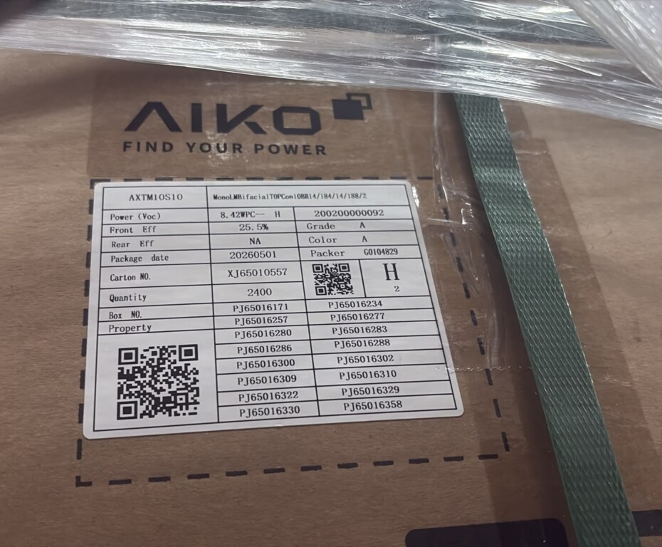 Aiko Bifacial TopCon 10BB PV cells